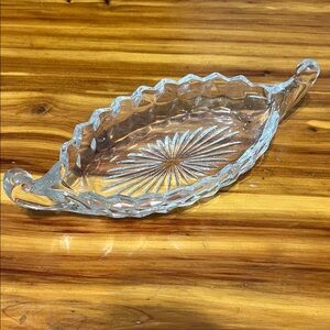 Vintage Fostoria Clear Glass Serving Dish Relish Boat Mint Tray